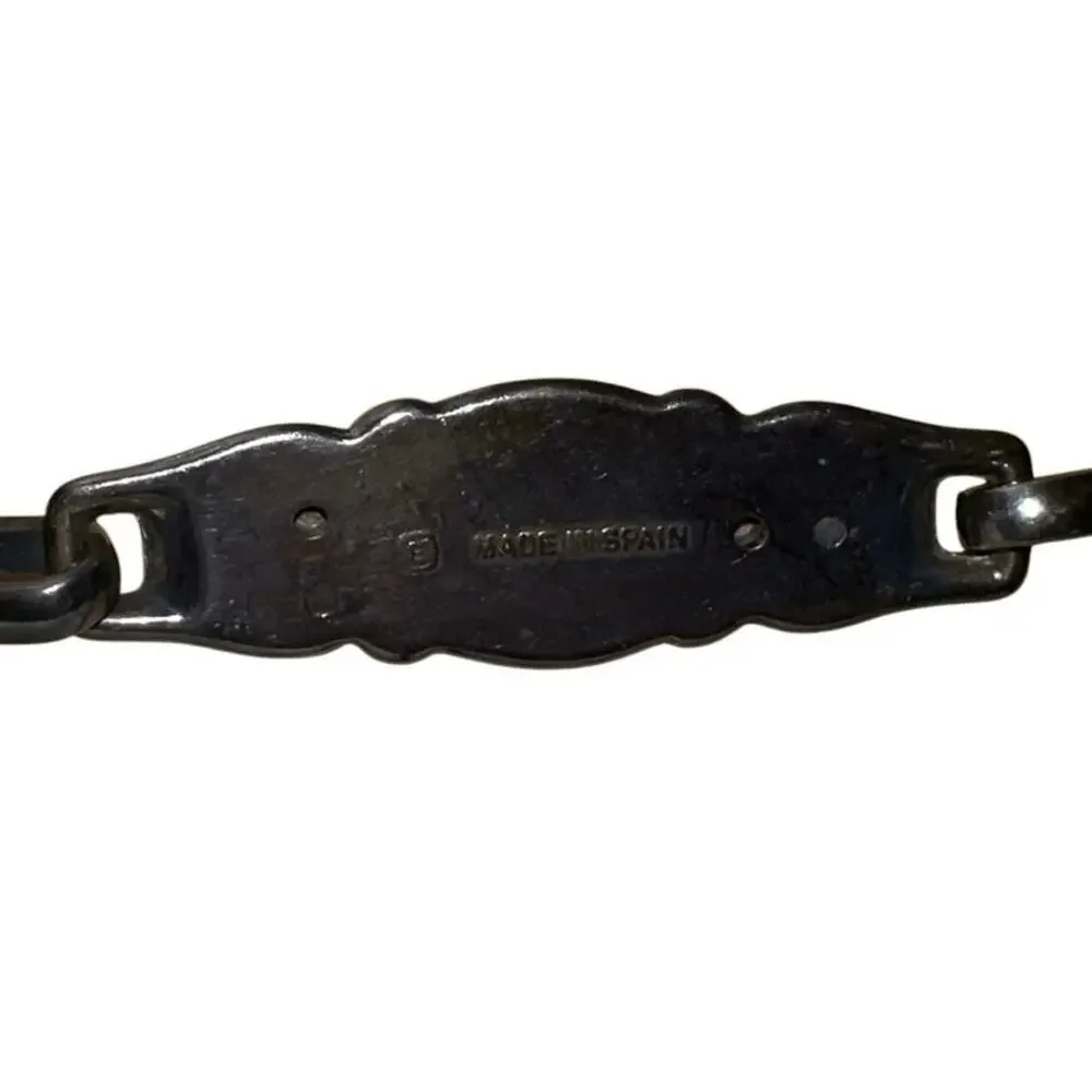 Elite Tan Faux Leather Skinny Chain Belt Turquoise Stone Western Boho Small‎